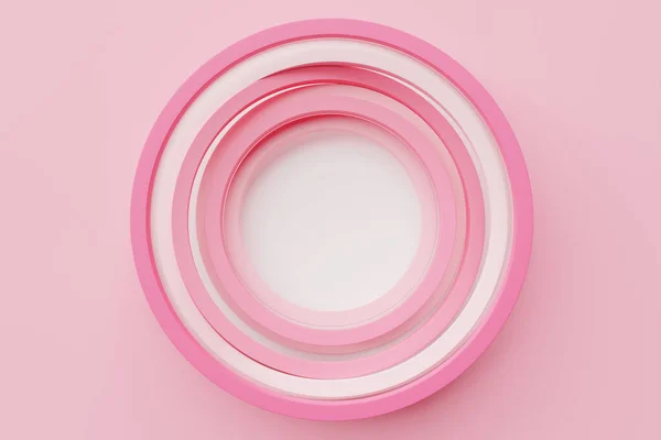 3Dレンダリング抽象的なピンクと白のラウンドフラクタル ポータル 概要円状螺旋 — ストック写真