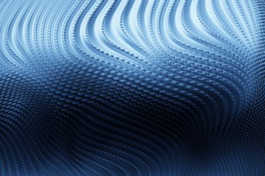 3D illustration of the  blue  carbon fabric design element. Close up of the cloth material flying 