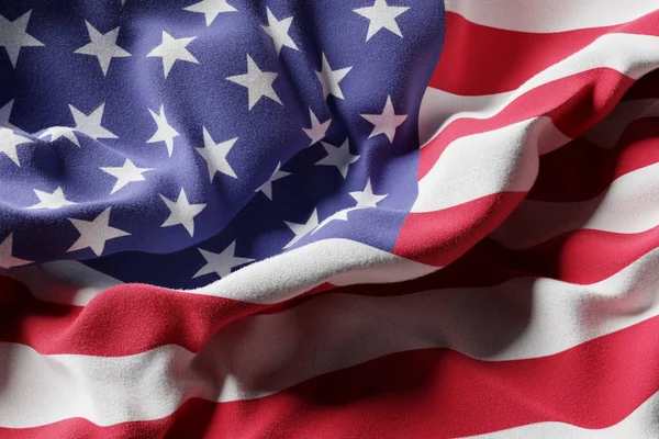 Nemzeti Zászló Usa Ban Textilipari Közelkép Puha Fókusz Illusztráció Ország — Stock Fotó
