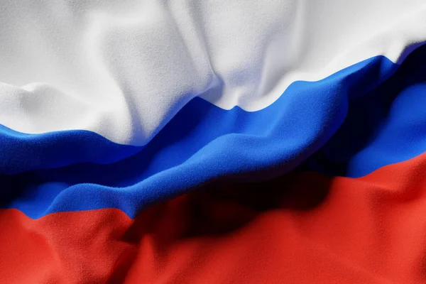 Rysslands Nationella Flagga Från Textilier Närbild Mjuk Fokus Illustration Landssymbol — Stockfoto
