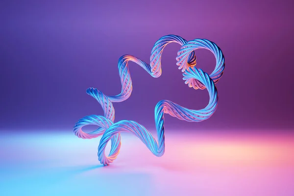 Illustration Neon Illusion Isometric Abstract Shapes Colorful Shapes Intertwined — Fotografia de Stock