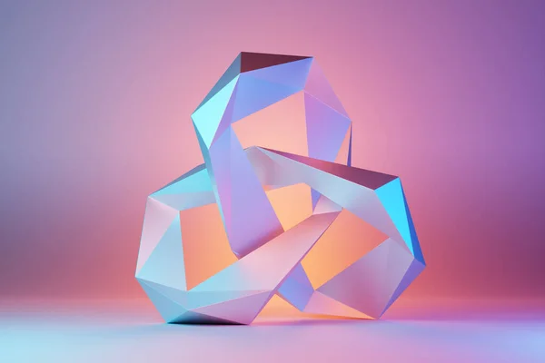 抽象色を背景にした3Dデザイン ネオンカラーの下の滑らかな形状の3Dレンダリング — ストック写真