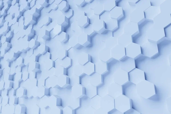 蜂蜜のための青いハニカムモノクロームのハニカムの3Dイラスト 単純な幾何学的六角形 モザイクの背景のパターン — ストック写真