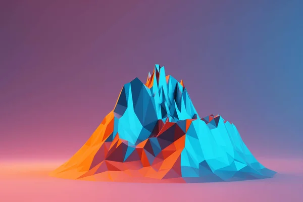 Niskie Poli Kolorowe Góry Pod Neonami Ilustracja — Zdjęcie stockowe