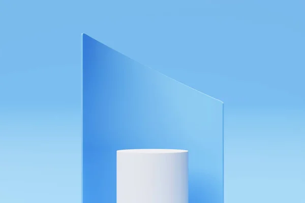 Cylindre Réaliste Blanc Podium Piédestal Plateforme Géométrique Rendu Abstrait Présentation — Photo