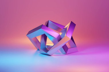 Pembe arka planda soyut şekil, üç boyutlu illüstrasyon. Pürüzsüz 3d biçimlendirme 