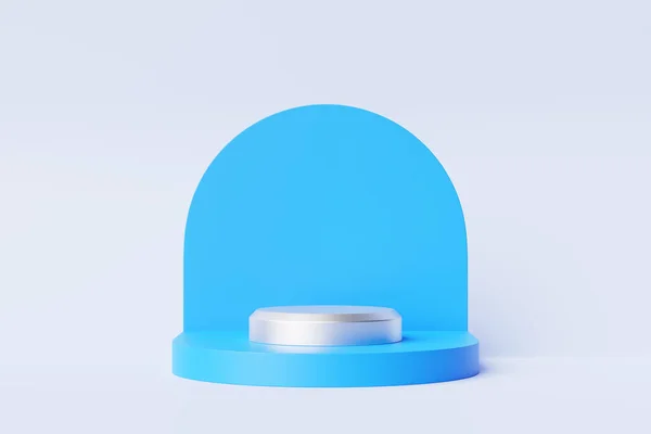 Blå Realistisk Cylinders Piedestalpodium Abstrakt Renderande Geometrisk Plattform Presentation Produkten — Stockfoto