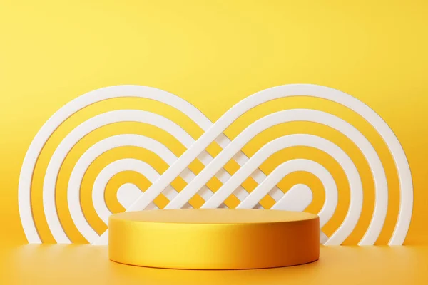 Ilustración Podio Círculo Amarillo Pie Sobre Fondo Una Composición Geométrica — Foto de Stock