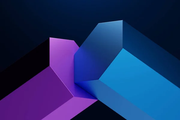 Renderować Tło Geometryczne Abstrakcyjne Niebieskie Neonowe Świecące Cylindry Makieta Pustą — Zdjęcie stockowe