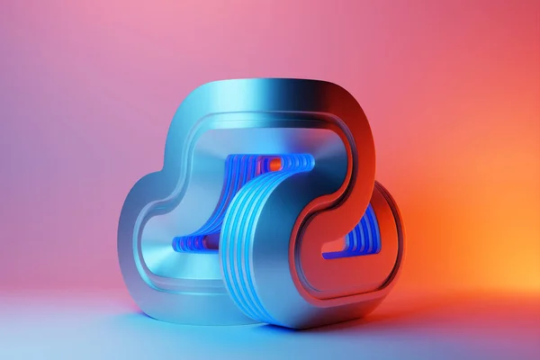ピンクと青の背景に対する抽象的な形状 3Dイラスト 滑らかな形状の3Dレンダリング — ストック写真