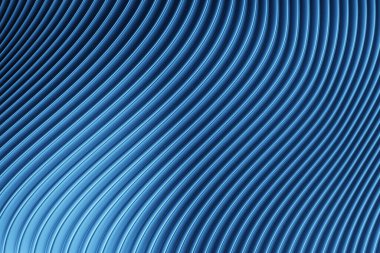 3D illustration  blue stripes in the form of wave waves, futuristic background.