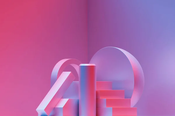 Иллюстрация Подиума Розового Круга Фоне Геометрической Композиции Рендеринг Фон Геометрии — стоковое фото