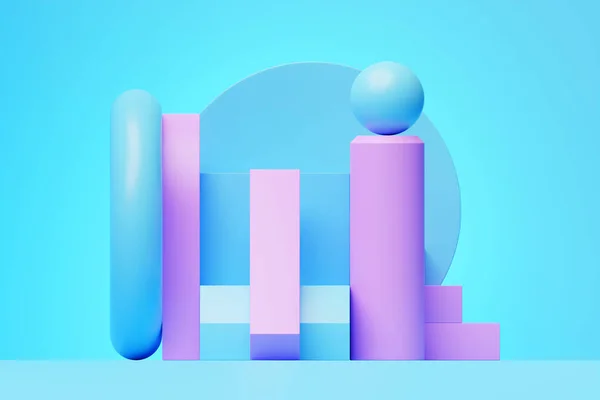 製品スタンド ピンクネオンライトの下で異なる数字の周りのフレーム Vaporwaveアートコンセプト 3Dレンダリング — ストック写真