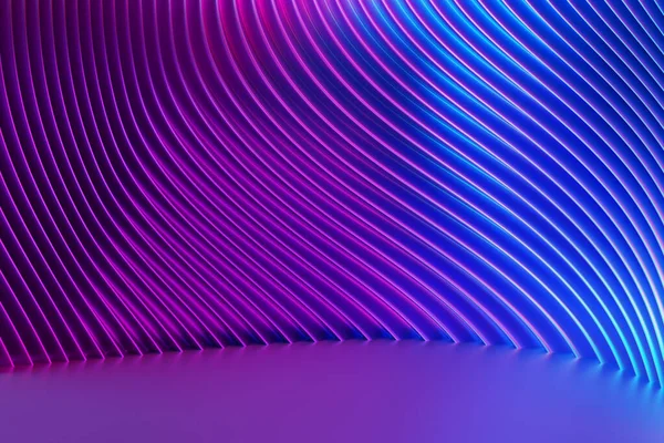 Farklı Renklerde Bir Stereo Şeridin Boyutlu Çizimi Geometrik Çizgiler Dalgalara — Stok fotoğraf