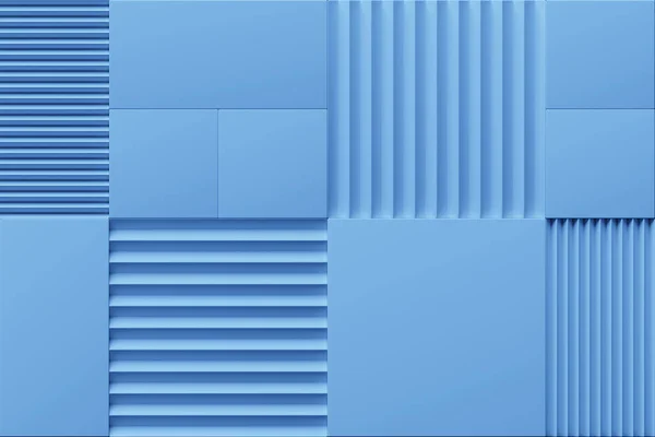 Ilustração Diferentes Linhas Quadrados Azuis Conjunto Cubos Fundo Monocromático Padrão — Fotografia de Stock