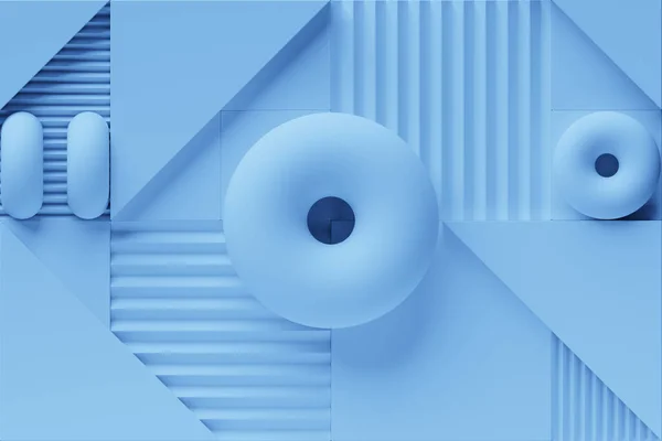 Streszczenie Geometrycznego Prostego Prymitywnego Kształtu Niebieski Torus Realistycznej Fakturze Geometrycznym — Zdjęcie stockowe
