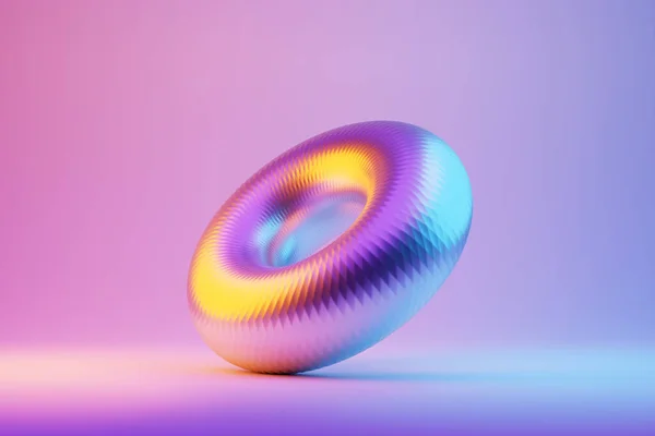 3Dイラスト モノクロームの背景にネオンピンクのトーラス パターン 幾何学的背景 — ストック写真