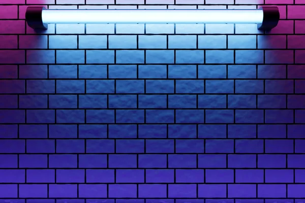 Illustration Nouveau Mur Briques Une Lumière Bleue Néon — Photo