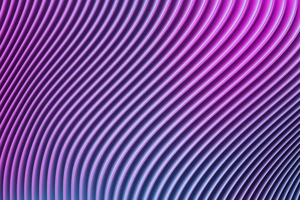 異なる色のステレオストリップの3Dイラスト 波のような幾何学的な縞 概要紫色の光る交差線パターン — ストック写真