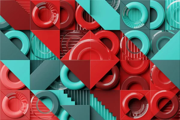 Boyutlu Geometrik Şekiller Gerçekçi Canlandırma Tasarımı Soyut Renkli Minimalist Kompozisyon — Stok fotoğraf
