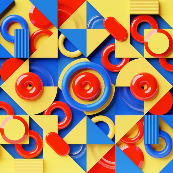 Abstrakte Bunte Geometrische Formen Memphis Inspirierte Illustration — Stockfoto