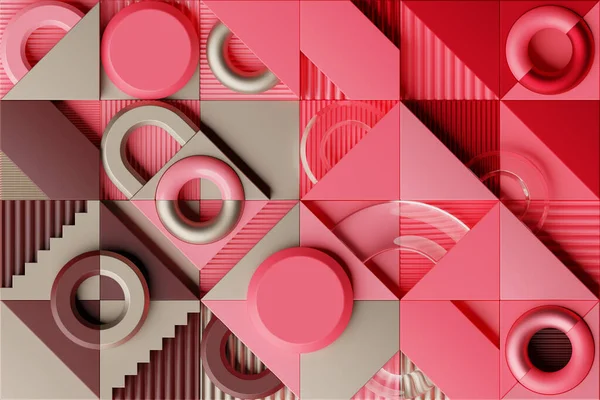 Soyut Tasarım Pembe Kahverengi Geometrik Kompozisyon Arkaplan Tasarımı — Stok fotoğraf