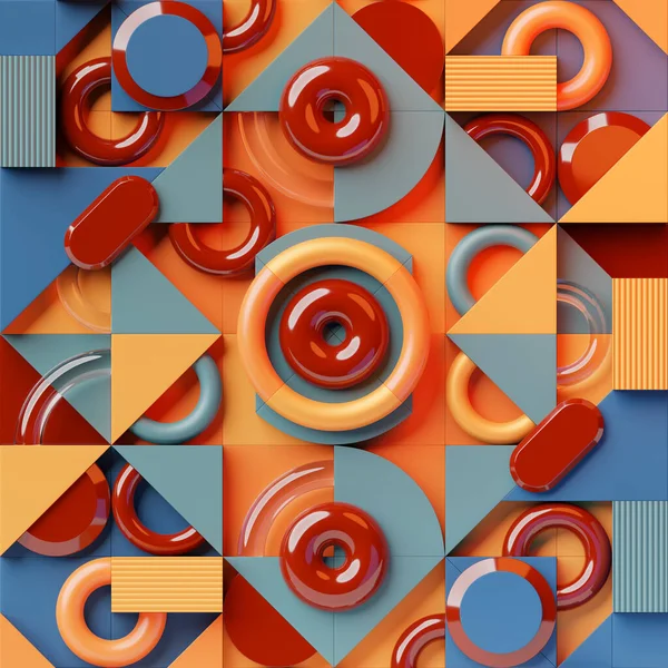 Abstrakte Bunte Geometrische Formen Memphis Inspirierte Illustration — Stockfoto