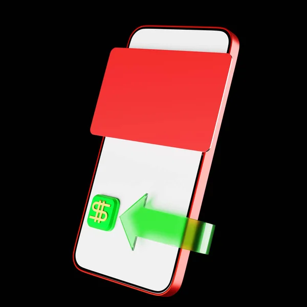 Ilustração Ícone Dinheiro Dólar Verde Smartphone Fundo Isolado Preto Símbolo — Fotografia de Stock
