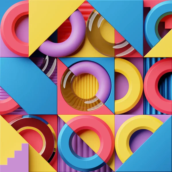 Abstraktes Rendering Bunte Geometrische Komposition Hintergrunddesign — Stockfoto
