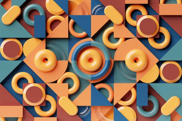 Mehrfarbige Geometrische Formen Abstrakte Designelemente Dynamisches Abkratzmuster Illustration — Stockfoto