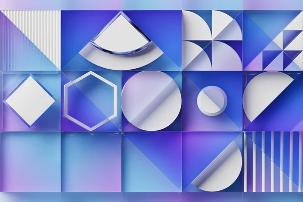 Vícebarevné Geometrické Tvary Abstraktní Konstrukční Prvky Dynamický Abctract Vzor Ilustrace — Stock fotografie