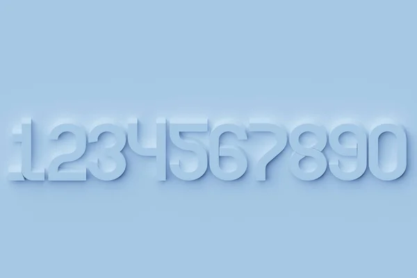 3Dイラスト大容量の白の数字は 青の背景に影と連続して行に立っています 数学的数の集合 — ストック写真