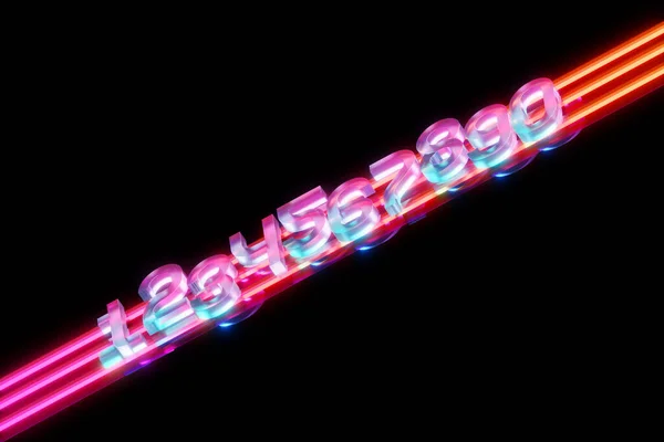 Illustration Numbers Neon Lights Black Background Cartoon Creative Design Icon — Stock Photo, Image