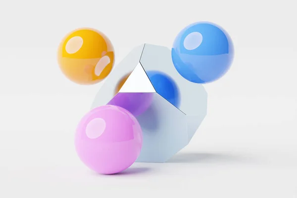滑らかなボールを照明と抽象動的形状 3Dイラストとレンダリング エレガントなラインの背景 — ストック写真