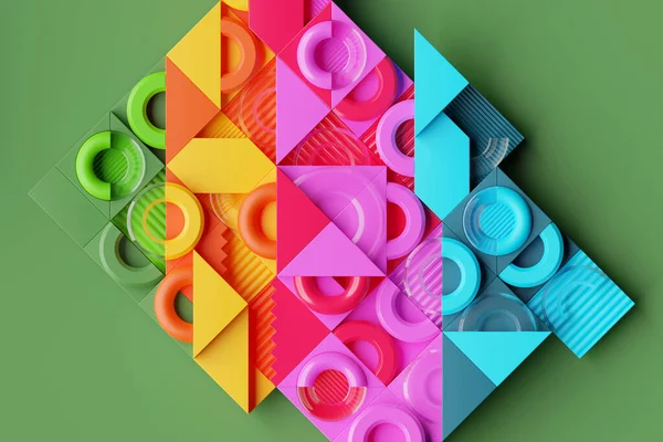 Boyutlu Soyut Renkli Geometrik Şekiller Memphis Ten Ilham Illüstrasyon — Stok fotoğraf