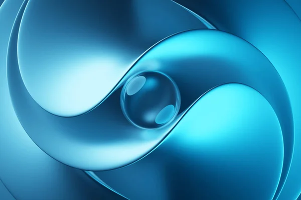 黒の背景に対する抽象的な青の形 3Dイラスト 滑らかな形状の3Dレンダリング — ストック写真