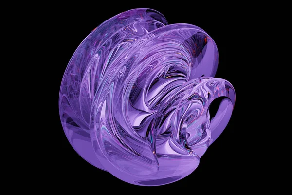 Abstract Purple Shape Black Background Illustration Smooth Shape Rendering — Stock Photo, Image