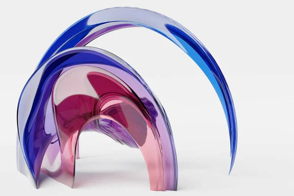 3Dイラスト ピンクと青の幻想幾何学的な抽象的な形が絡み合うカラフルな形 — ストック写真