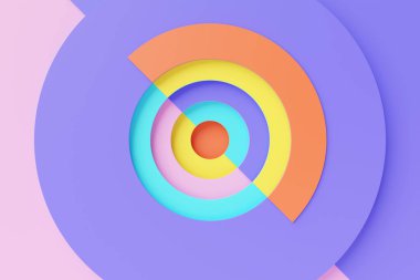 Duvar kağıtları, arka planlar ve afişler için renkli dairesel bir illüstrasyon. 3B illüstrasyon