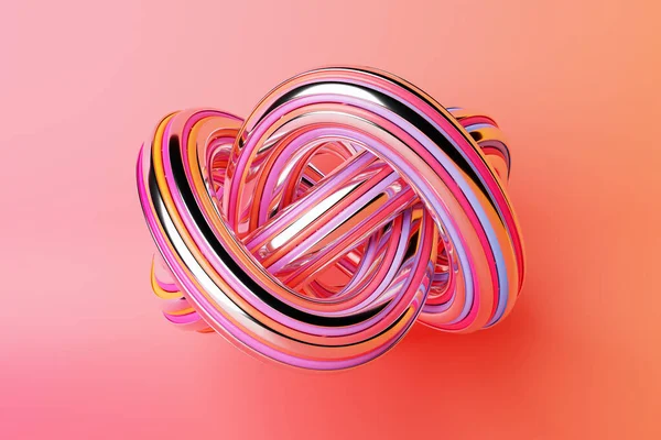 Illustration Neon Illusion Isometric Abstract Shapes Colorful Shapes Intertwined — Fotografia de Stock