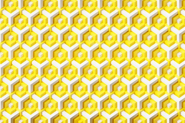 幾何学的な装飾スタイルの3Dイラスト黄色と白のパターン 抽象幾何学的背景 テクスチャ 文様床モザイク — ストック写真