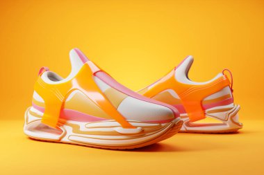 Turuncu spor ayakkabısı premium 3d Monochrone arkaplan oluşturma