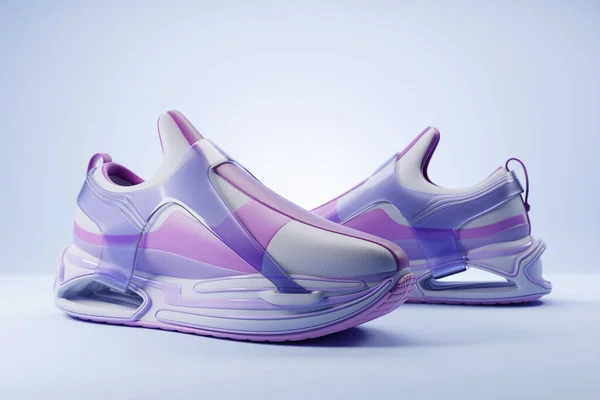 Illustration Sneakers Bright Gradient Holographic Print Stylish Concept Stylish Trendy — стоковое фото