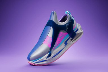 Sneaker premium 3d Render Nesnesi mor arkaplanda izole edildi