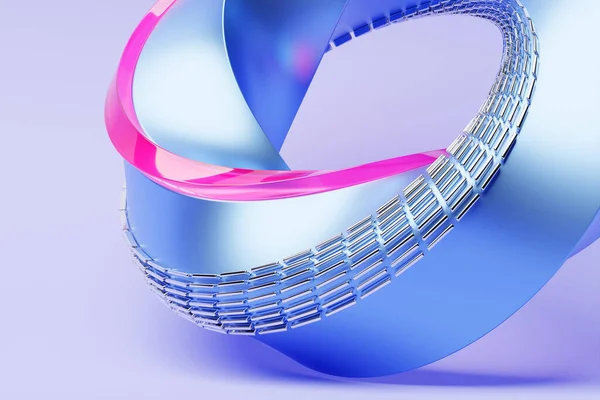 Colorful Futuristic Neon Torus Donut Blue Isolated Background Rendering — Stock Photo, Image