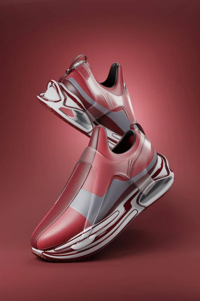 Köpük Tabanlı Renkli Spor Ayakkabıların Çizimi Neon Renkli Spor Ayakkabıların — Stok fotoğraf