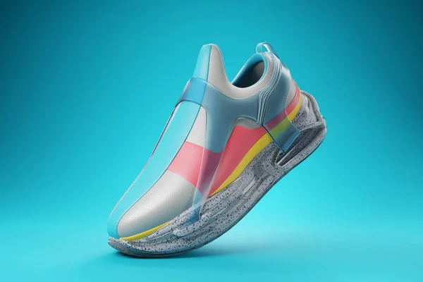 Colorful Sneakers Sole Concept Bright Fashionable Sneakers Rendering — Stock fotografie
