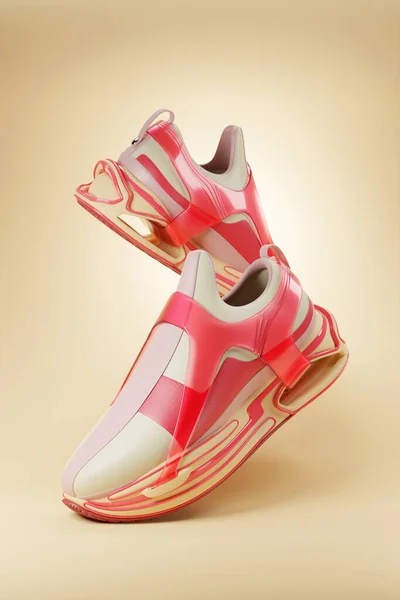 Illustration Sneakers Bright Gradient Holographic Print Stylish Concept Stylish Trendy — Stock fotografie