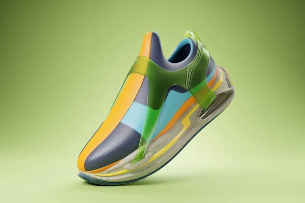 Colorful Sneakers Sole Concept Bright Fashionable Sneakers Rendering — Stock Photo, Image