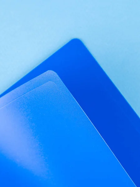 Крупный План Синей Пластиковой Папки Документа Офисном Столе — стоковое фото